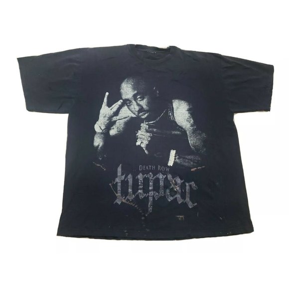 Vintage Tupac 2Pac Death Row The Bandit Spray Paint Graphic Tee T Shirt Bootleg?